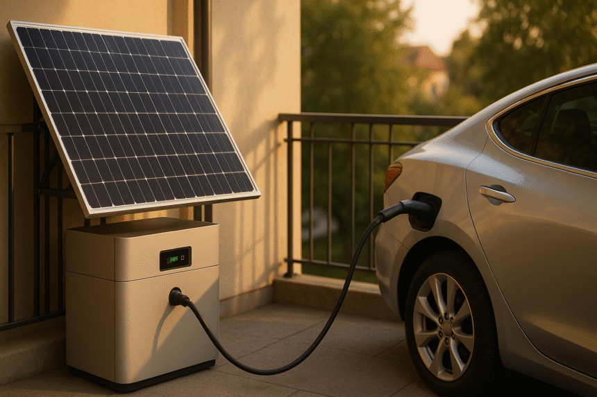 Wie ein Balkonkraftwerk mit Speichermöglichkeiten Ihr Elektroauto (teilweise) mit Strom versorgen kann