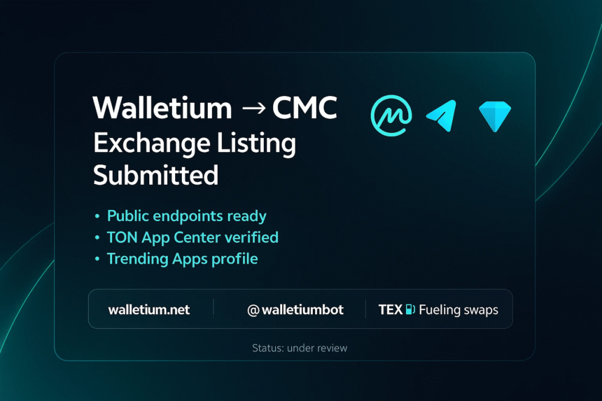 Walletium Wallet reicht Antrag bei CoinMarketCap ein: Passives Einkommen und Wachstum
