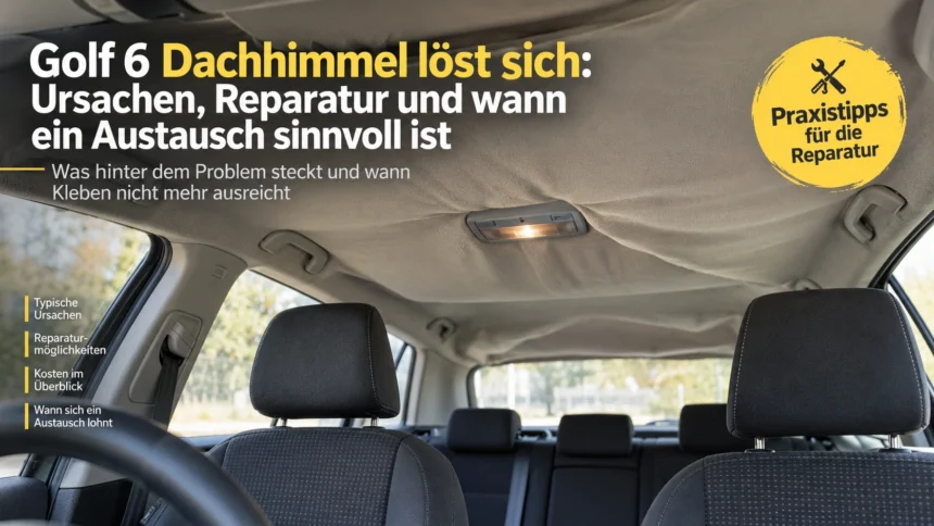 VW Golf 6 Dachhimmel löst sich: Ursachen, Reparatur und wann ein Austausch sinnvoll ist